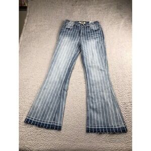 Rock & Roll Cowgirl Trouser Jeans‎ Womens 28 Blue Striped High Rise Flare NWT